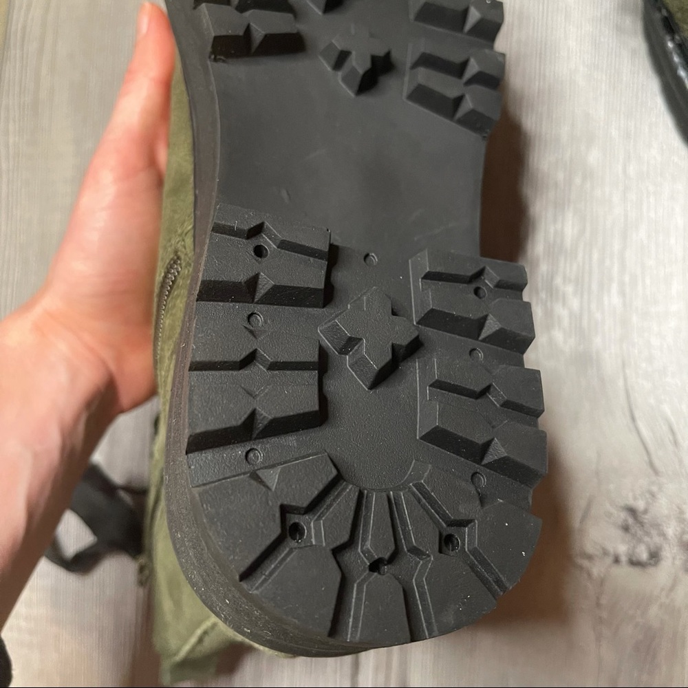 Steve Madden Rainier Green Suede Lace Up Fur Combat Boots - Picture 10 of 11